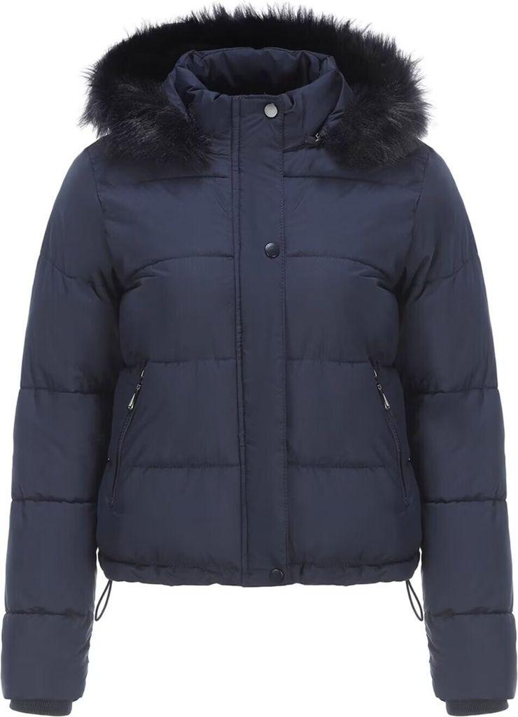 ASKSA Damen Daunenjacke Kurz Wintermantel Langarm Warm Gesteppte Outdoor Winterjacke, Dunkelblau, XL