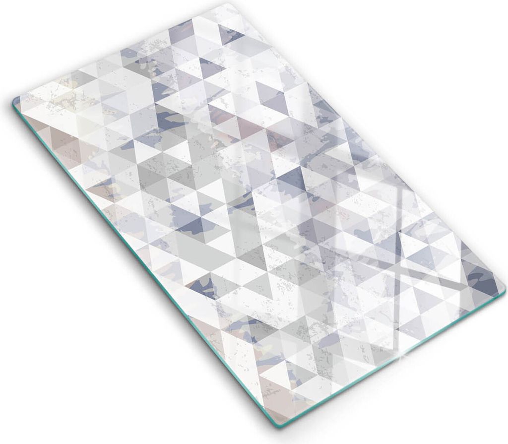 Glasschneideplatte - Herdabdeckplatte - 30x52 cm - Schneidebrett - Spritzschutz - Dreiecksmuster