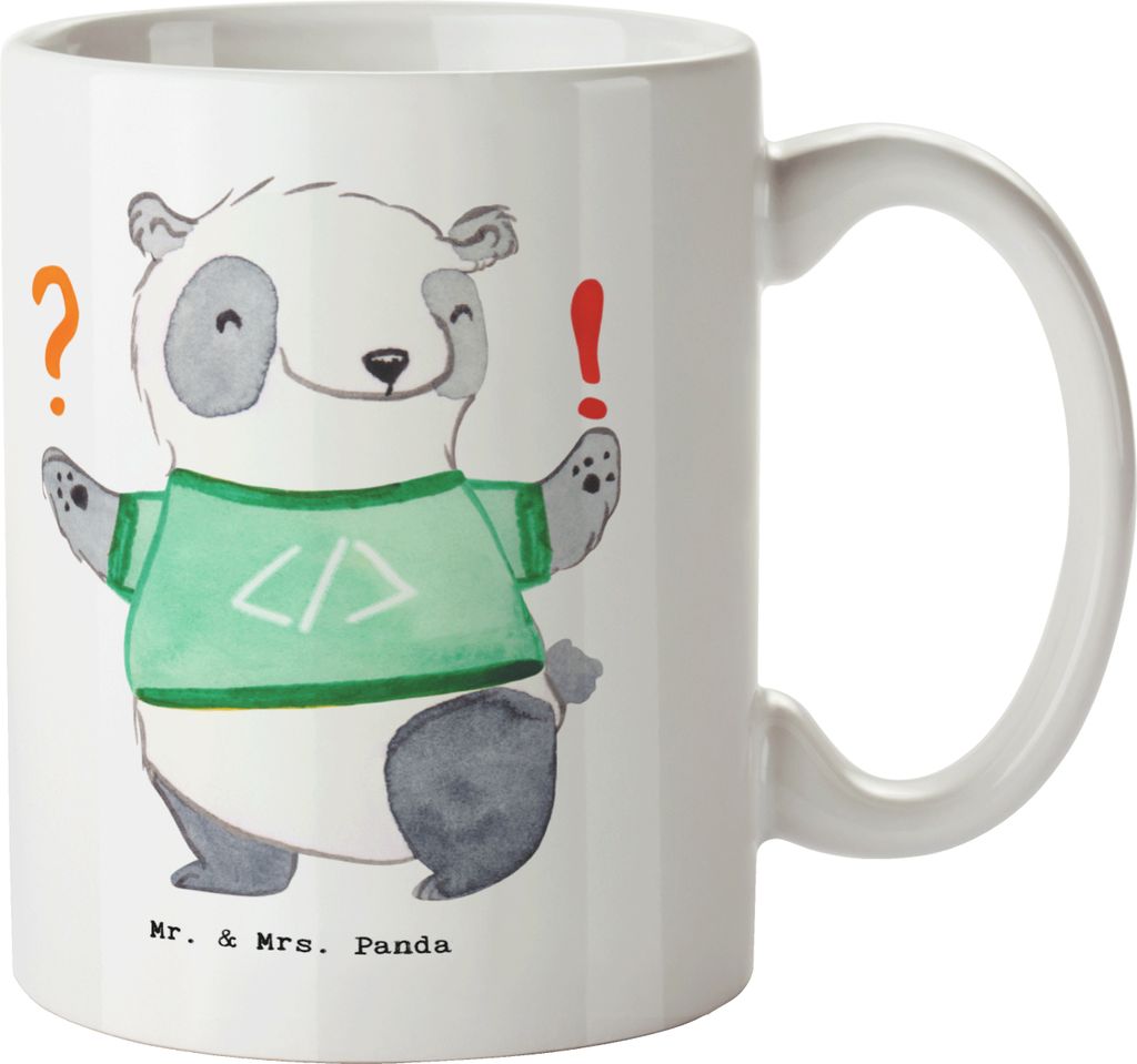 Mr. & Mrs. Panda Kaffeetasse Programmierer Herz - Weiß - Geschenk, Bedruckte Tasse, Nerd, Teetasse, Computerfachmann, Problem Lösen, Becher, Kaff...