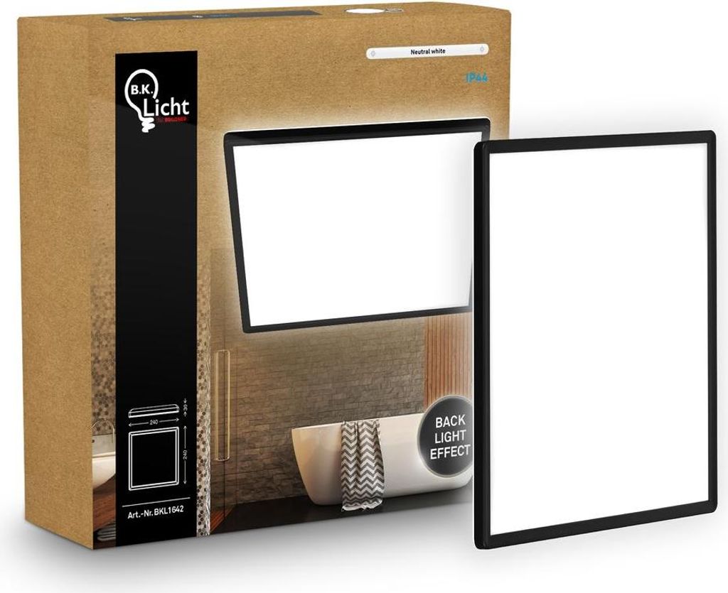 B.K.Licht Pannello LED piatto 24x24cm quadrato 16W 1900lm Immagine del prodotto 