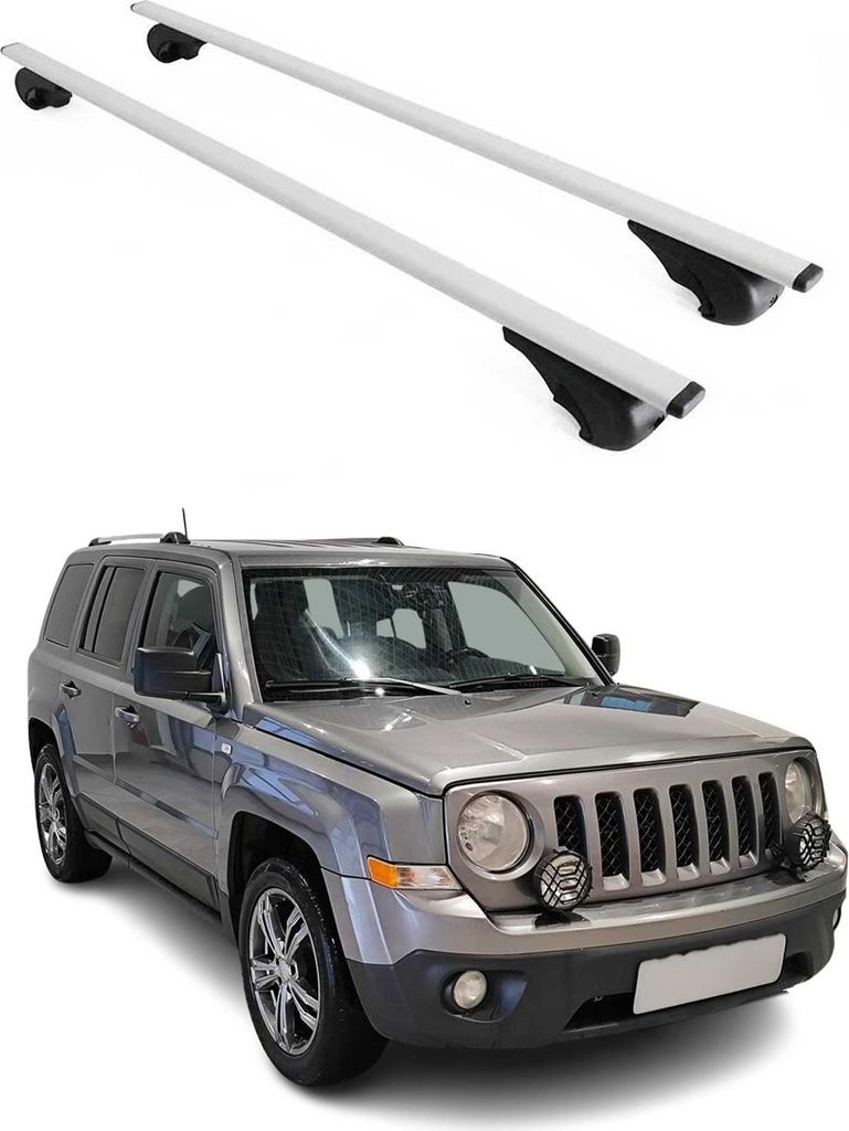 Dachträger Grundtäger für Jeep Patriot 2007-2017 75kg Metall Silber 2 tlg