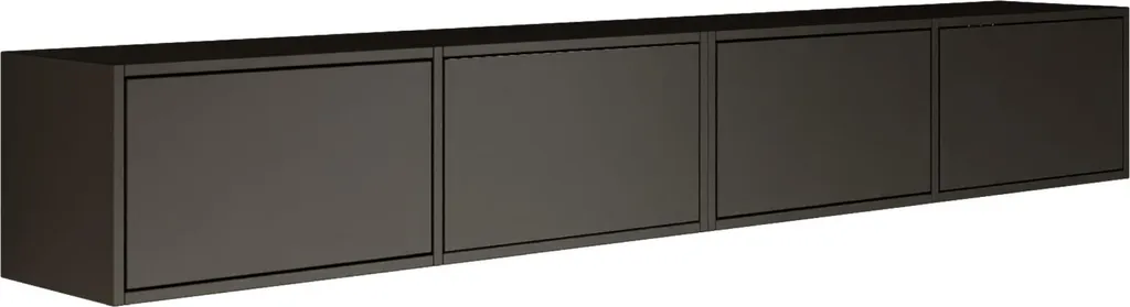 Banc TV Mural Noir 200 cm Selsey Framme - Meuble Multimédia Suspendu