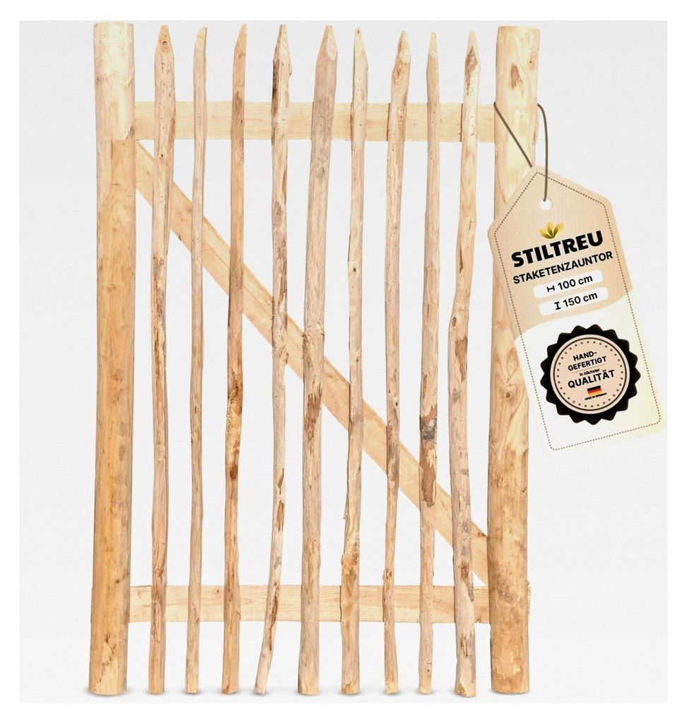 Staketenzaun-Tor aus Edelkastanie (Breite 100 cm x Höhe 150 cm)