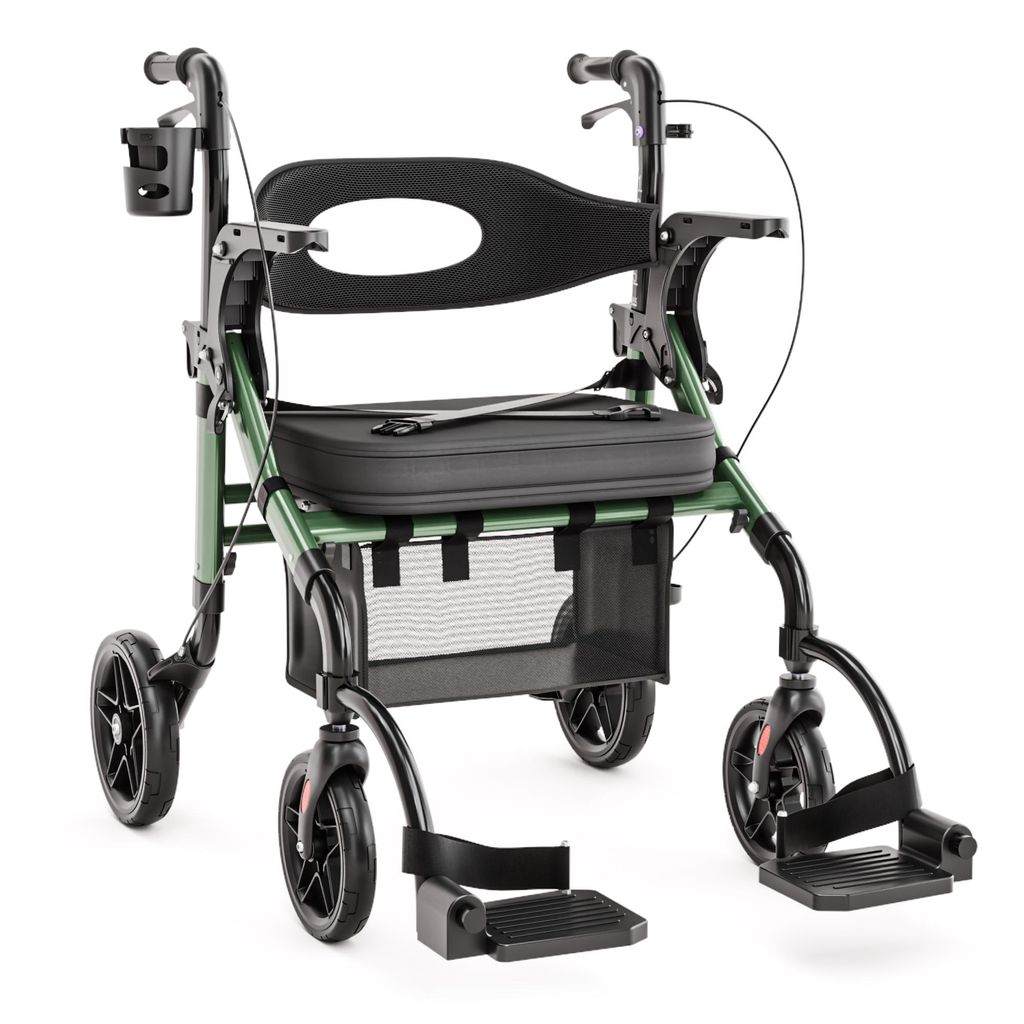 Helavo 2-in-1 Faltbar Rollator und Rollstuhl mit Produktbild 