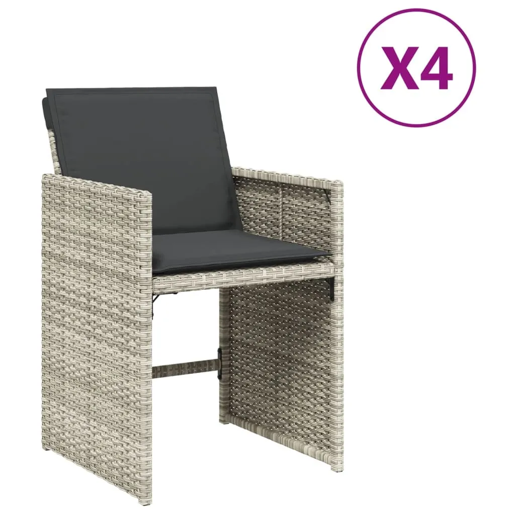 Arredo Giardino vidaXL: Set 4 Sedie Poli Rattan Grigio Chiaro