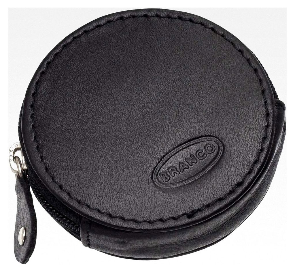 Mini Leder Münzbörse für Herren und Damen, Geldbörse für Partys, Kleingeldbörse, Geldbeutel, Ø 6,5 cm, Farbe Schwarz