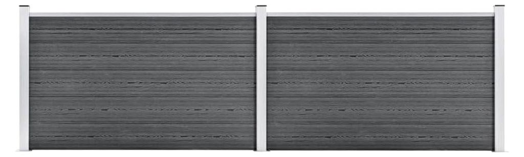 Grauer WPC Gartenzaun 353 x 106 cm, bestehend aus Brettern der Größe 170 x 20,3 cm