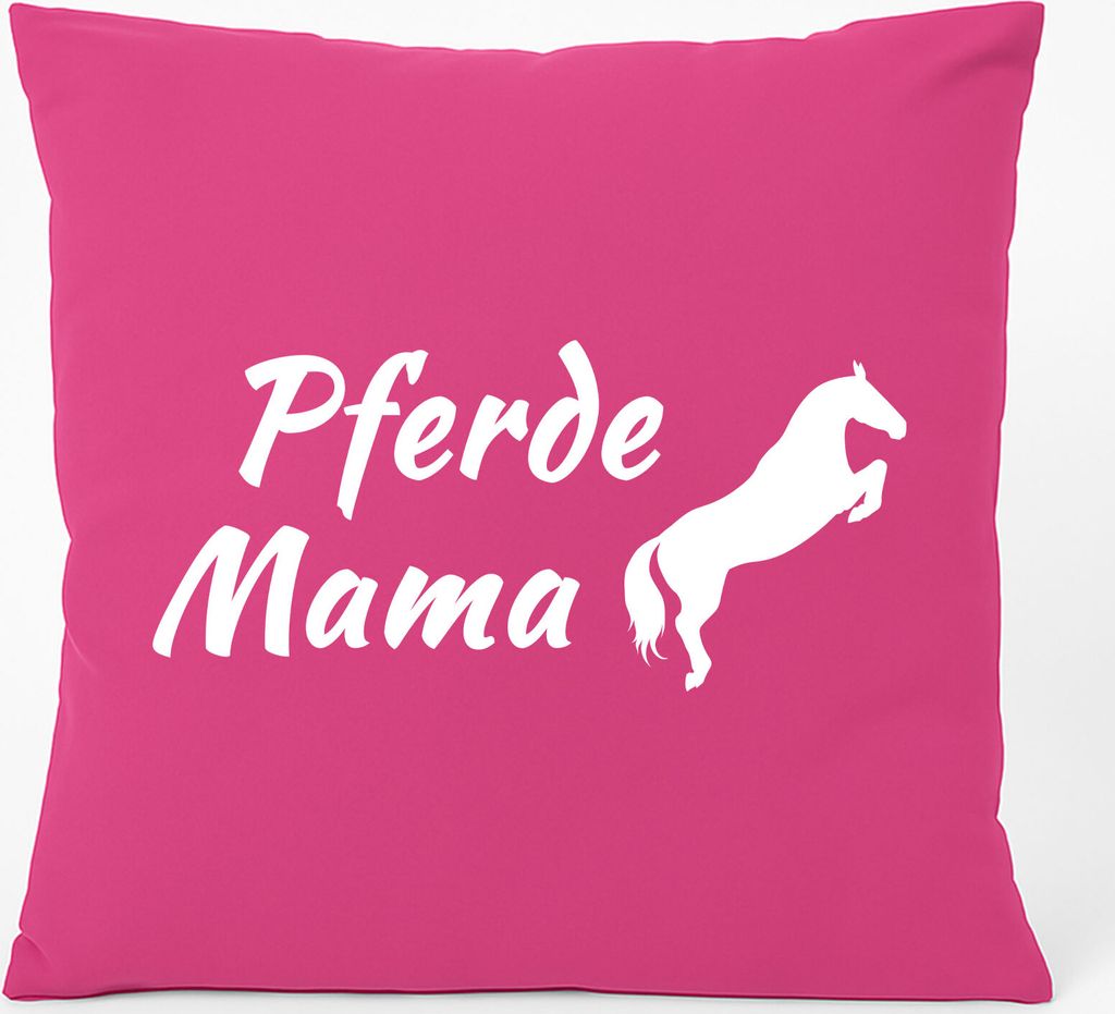 Huuraa Kissen Pferdemama Silhouette 40x40cm mit Füllung Fuchsia Baumwolle Dekokissen Geschenkidee