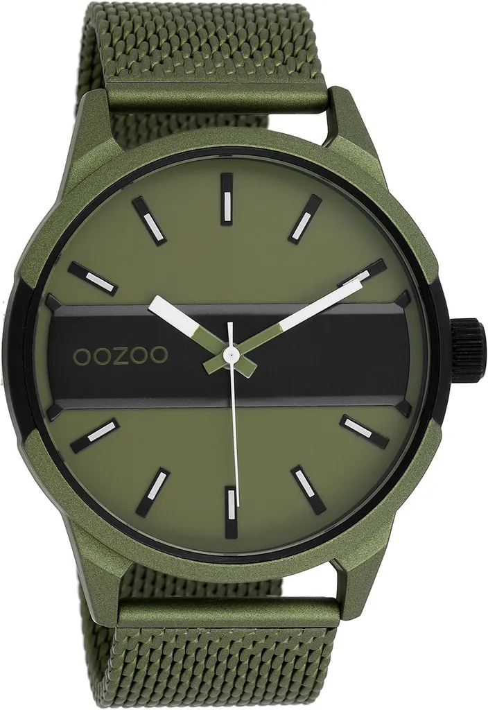Montre à Quartz pour Homme avec Bracelet Métallique Vert Olive Oozoo UOC