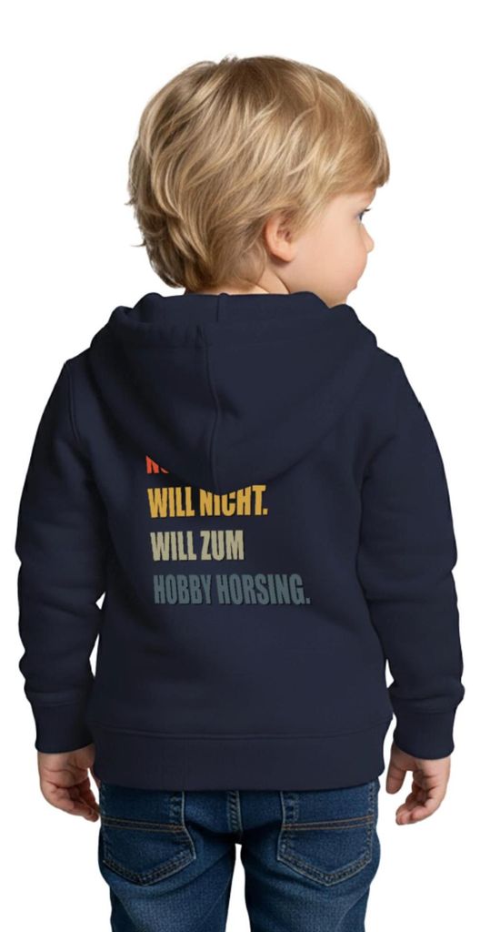 Spreadshirt Nö Will Nicht Will Zum Hobby Horsing Kinder Premium Organic Zip Hoodie, 146/152 (10 Jahre), Navy