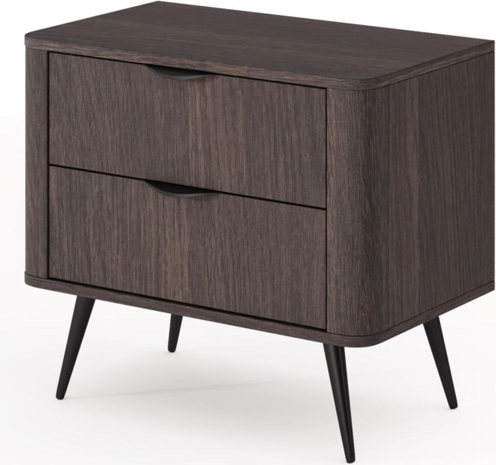 FURNLUX Nachttisch Veris Eiche Dunkel Und Schwarz 63cm / Hauptfarbe: Braun / Abmessungen: 63 x 55 x 38 cm