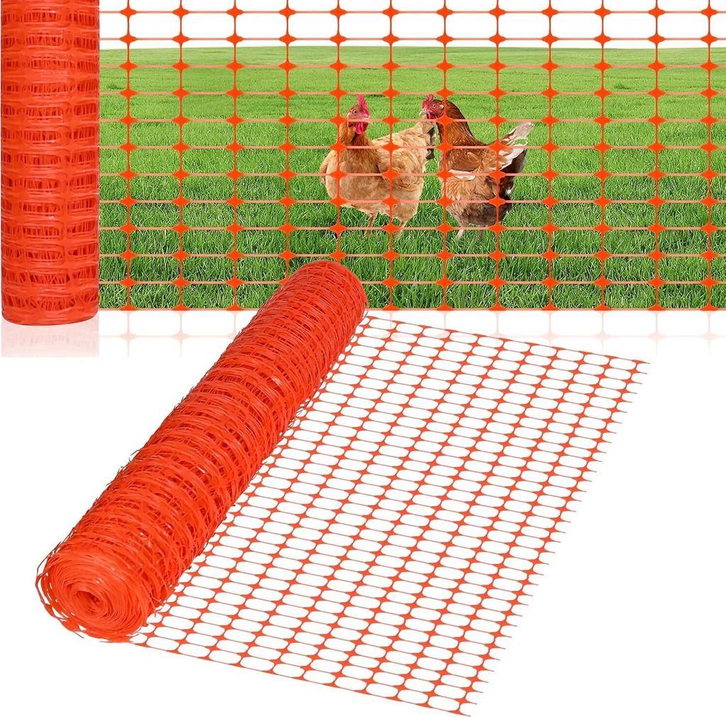 JOIEYOU Absperrzaun Kunststoff 1x50 m Schutznetz Schafzaun Hundezaun Geflügelzaun Hühnerzau Weidezaun Warnnetz Auffangnetz für Hunde Geflügel K...