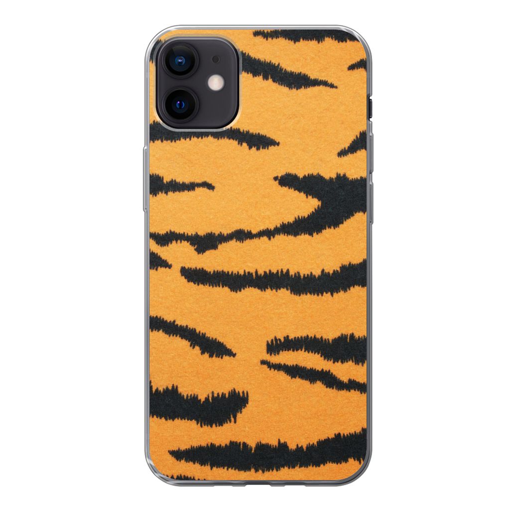 MuchoWow Handyhülle Schutzhülle Hülle für iPhone 12 mini Tigerdruck - Braun - Orange Silikon Softcase Handy Hülle - Bild