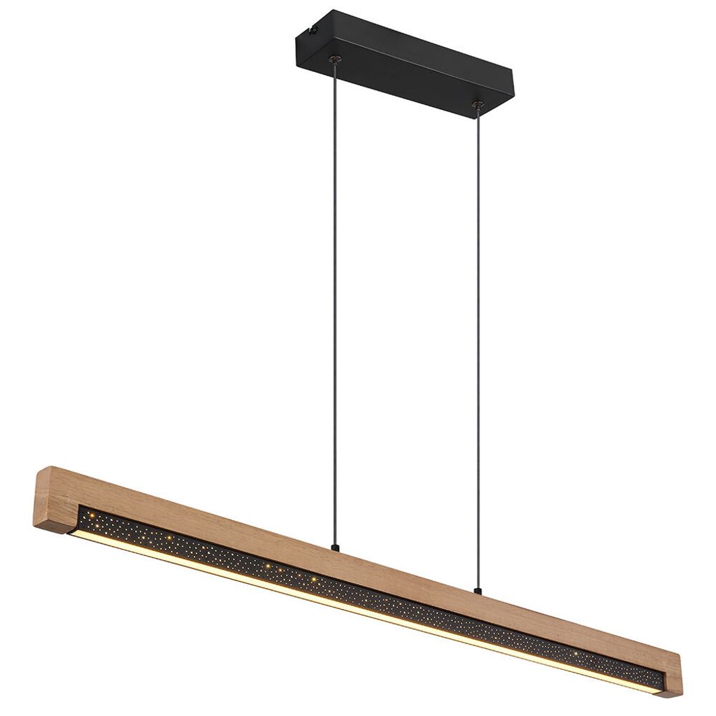 LED Hängeleuchte, Holz, Alu, opal, schwarz, L 120 cm Produktbild 