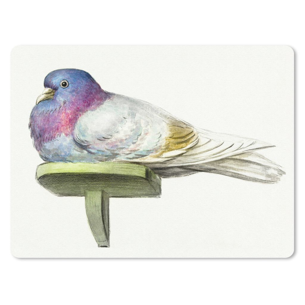 MuchoWow Mauspad Mousepad Taube auf einem Regal sitzend - Gemälde von Jean Bernard 23x19 cm - Mousepads - Maus Mat - Pad - Mausunterlage - Schre...