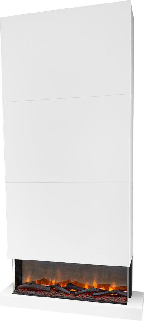 Xaralyn Elektrischer Wandkamin - Disegno 90XLW - weiß Holz - 1400 Watt Heizung - mit Fernbedienung - 3-seitiger Elektokamin - Dekokamin