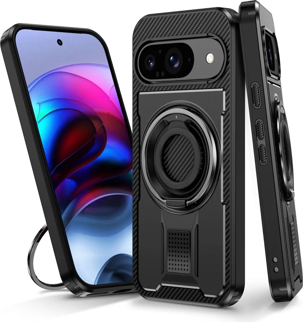 Custodia Google Pixel 9 Pro Fibra Carbonio - Protezione Ibrida con Anello