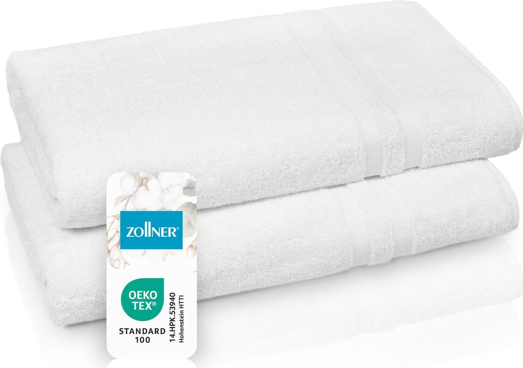 Saunatücher 2er Set, 70x180 cm, Baumwolle, 450g/qm, weiß Produktbild 