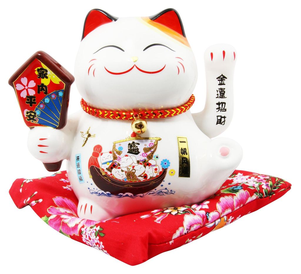 Glückskatze - Maneki-neko - Winkekatze aus Porzellan 15,5 Produktbild 