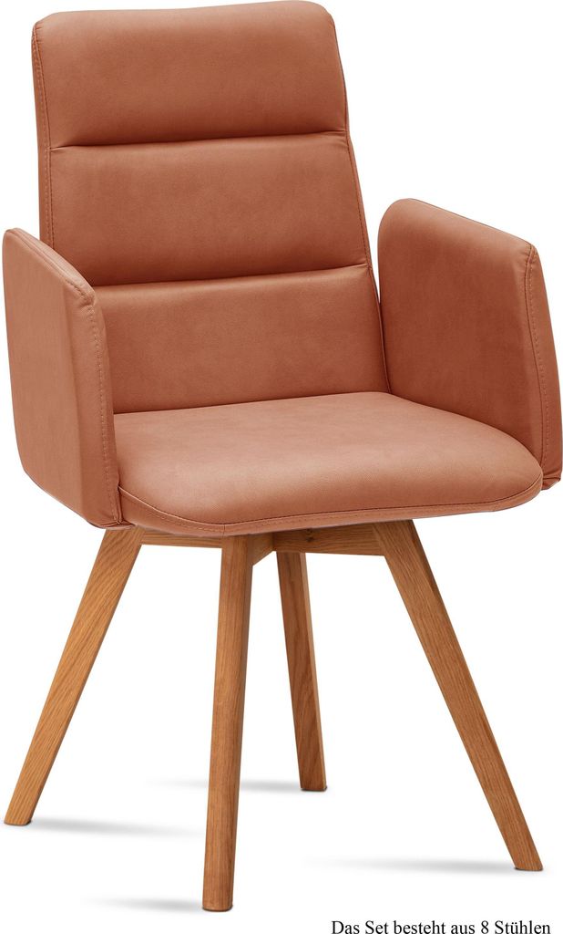 Armlehnstuhl (8er-Set) Dobka 52x92x60 Eiche geölt/Cognac