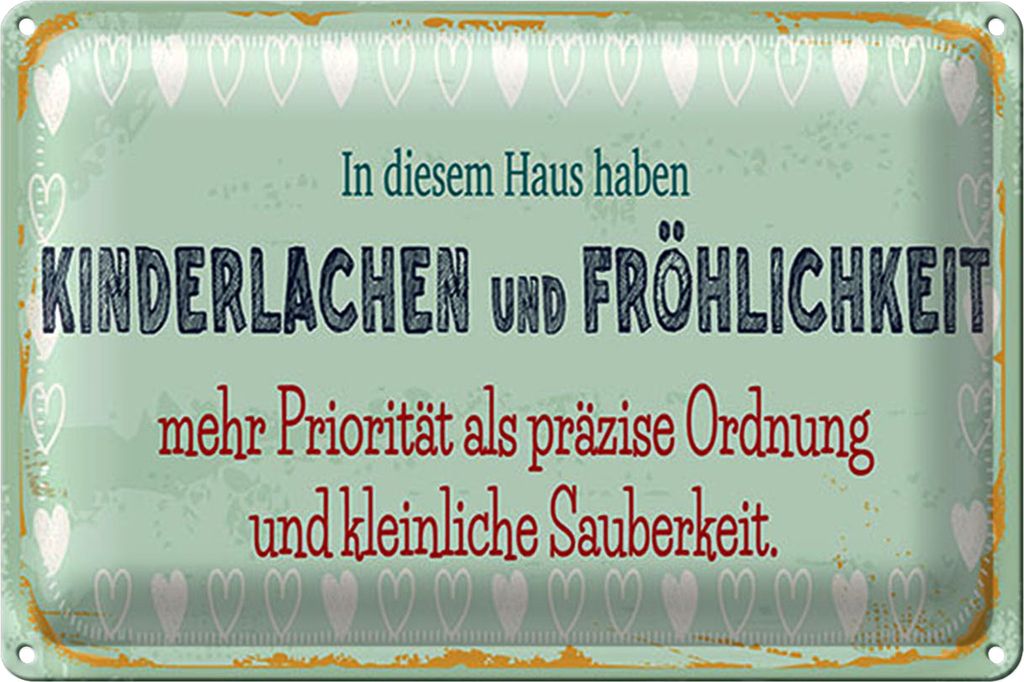 Blechschild Spruch 30x20cm Kinderlachen und Fröhlichkeit