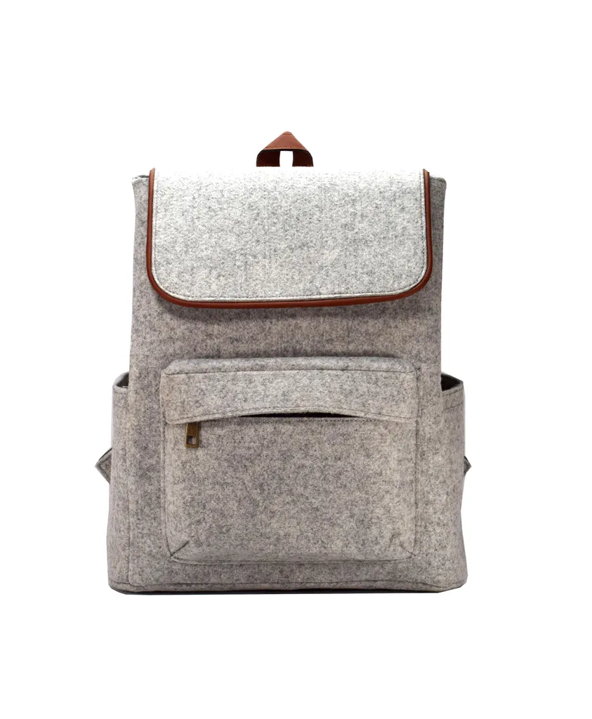 Sac à dos ville uni en feutre gris pour travail et PC portable 15 pouces