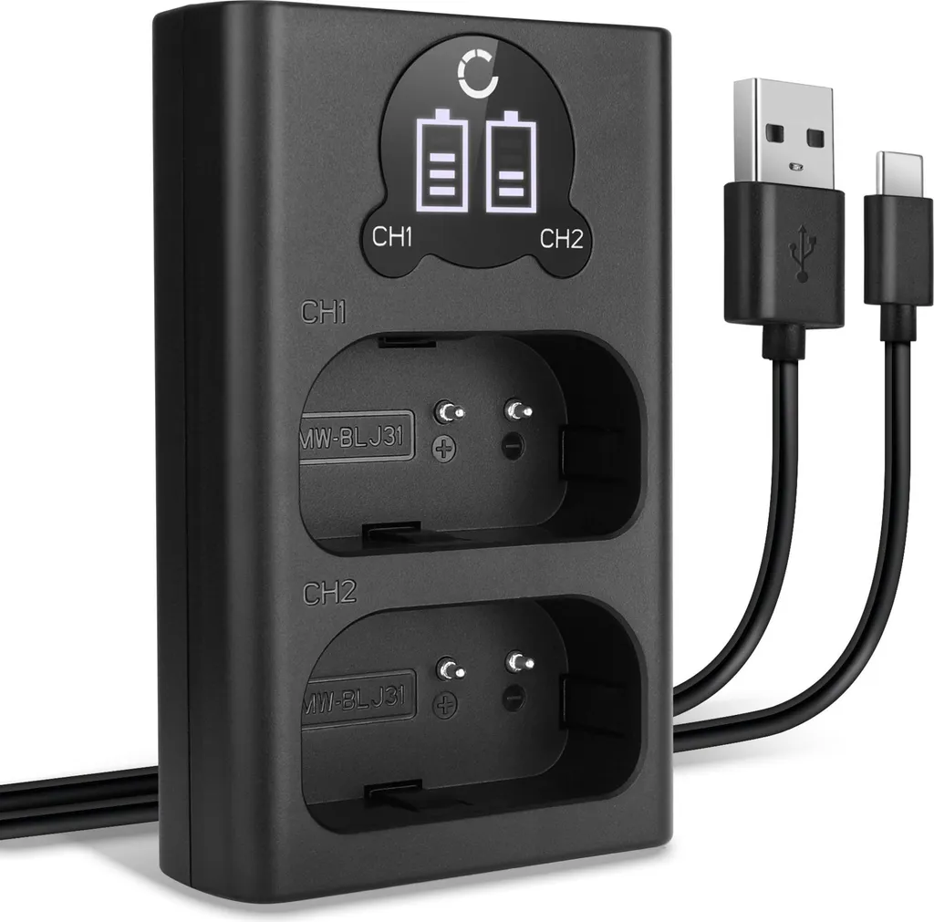 CELLONIC Caricatore Doppio DMW-BLJ31 Smart e Veloce compatibile con Caricabatterie Dual DMW-BTC14E + Cavo USB di Ricarica