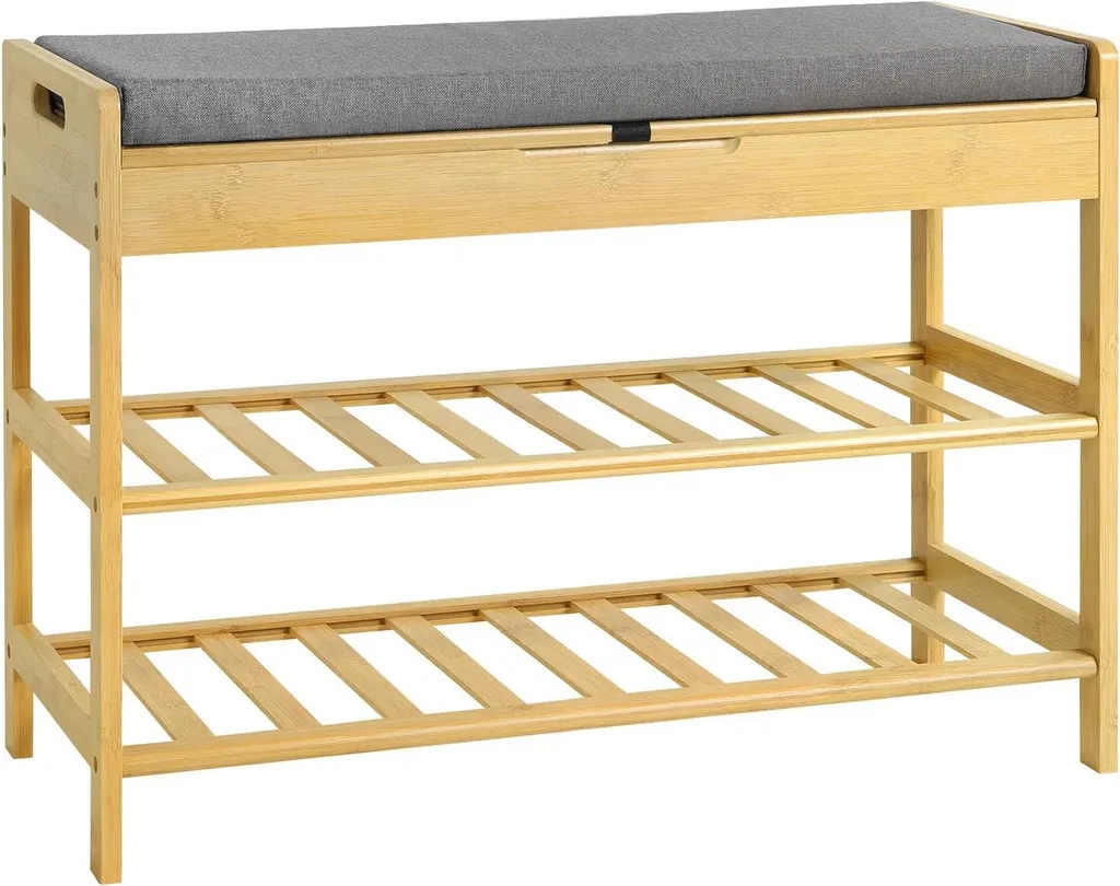 Banc chaussures compact pour petit espace avec rangement intégré gris