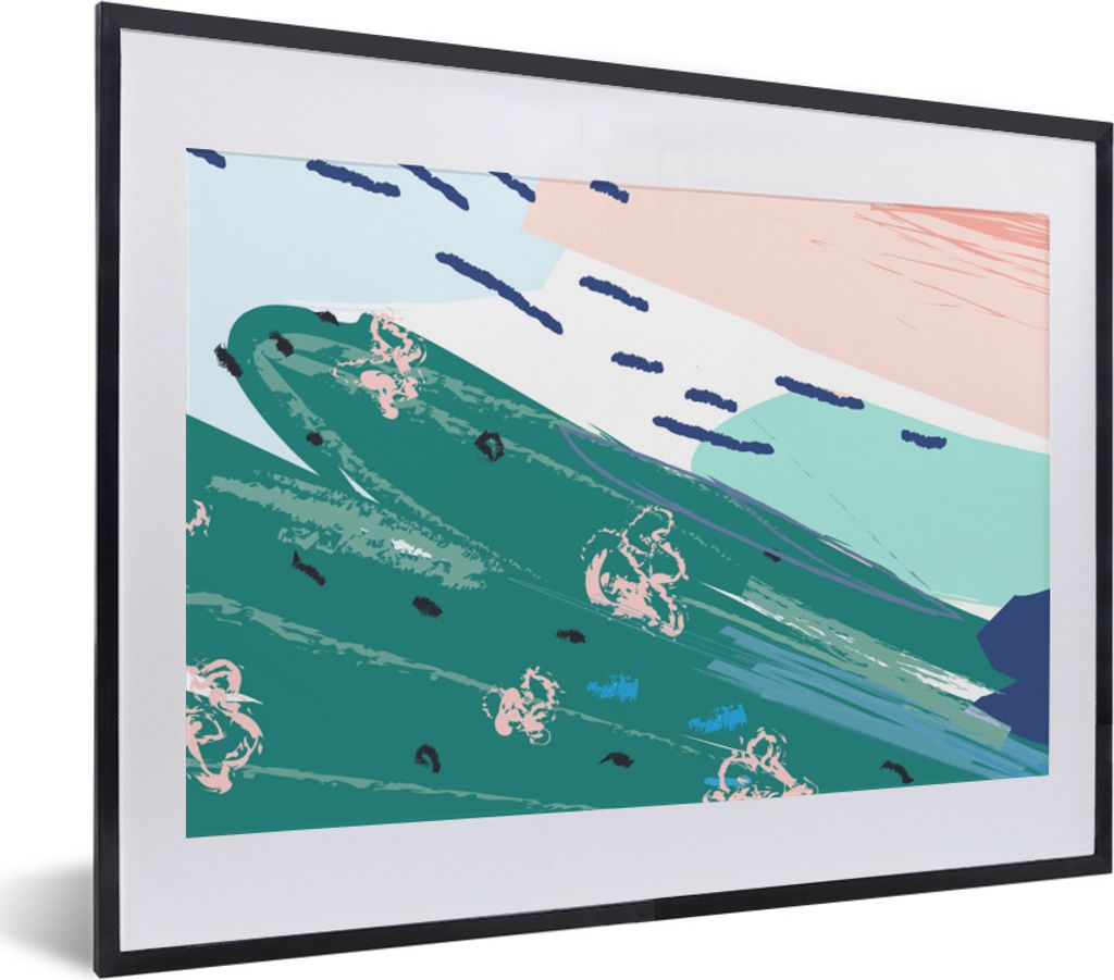 MuchoWow Gerahmtes Poster Sommer - Abstrakt - Spot 40x30 cm - Poster mit Schwarzem Bilderrahmen Wandposter Rahmen Foto Bilder - Bilderrahmen - Po...