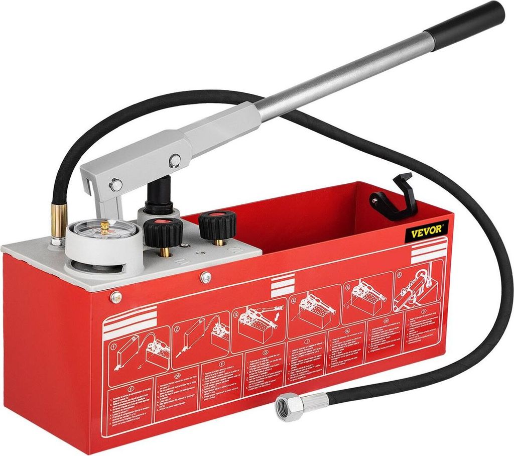 Hydrostatische Druckprüfpumpe, Prüfdruck bis zu 60 bar/860 psi, 3,2-Gallonen-Tank, hydraulisches manuelles Wasserdruckprüfgerät mit Dreiteilige...