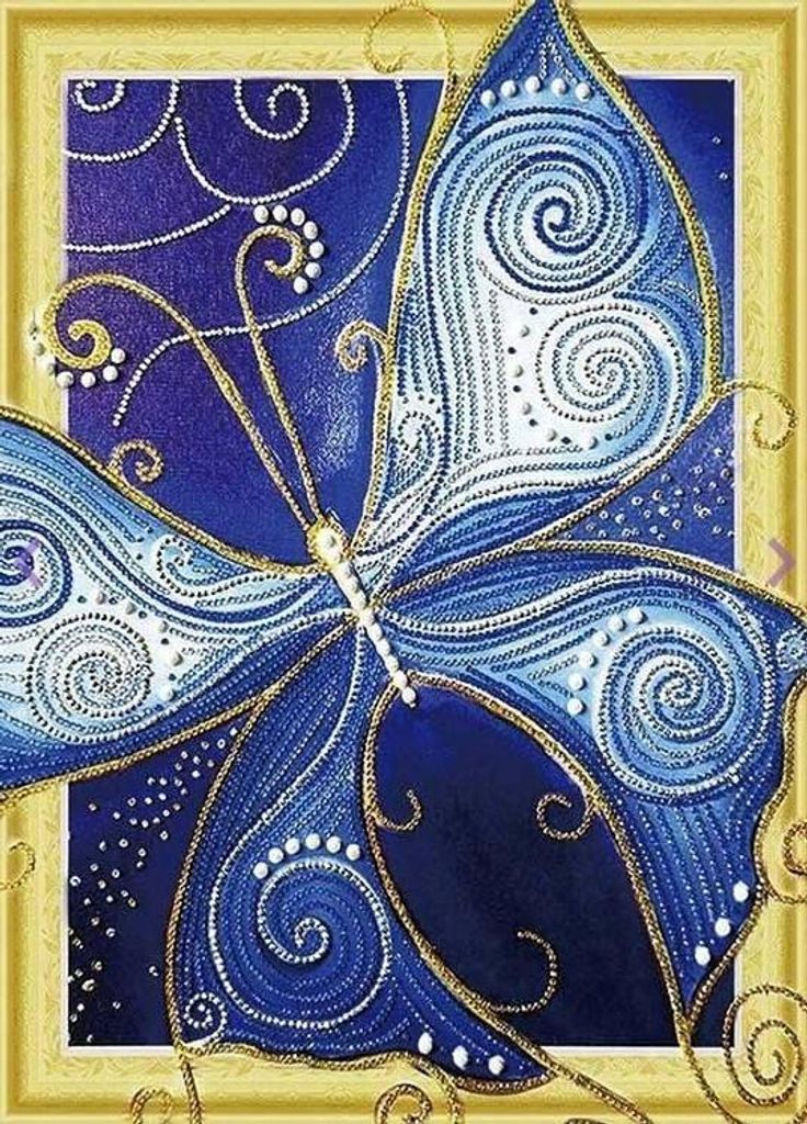Diamantstickerei Blauer Schmetterling 47x57 cm
