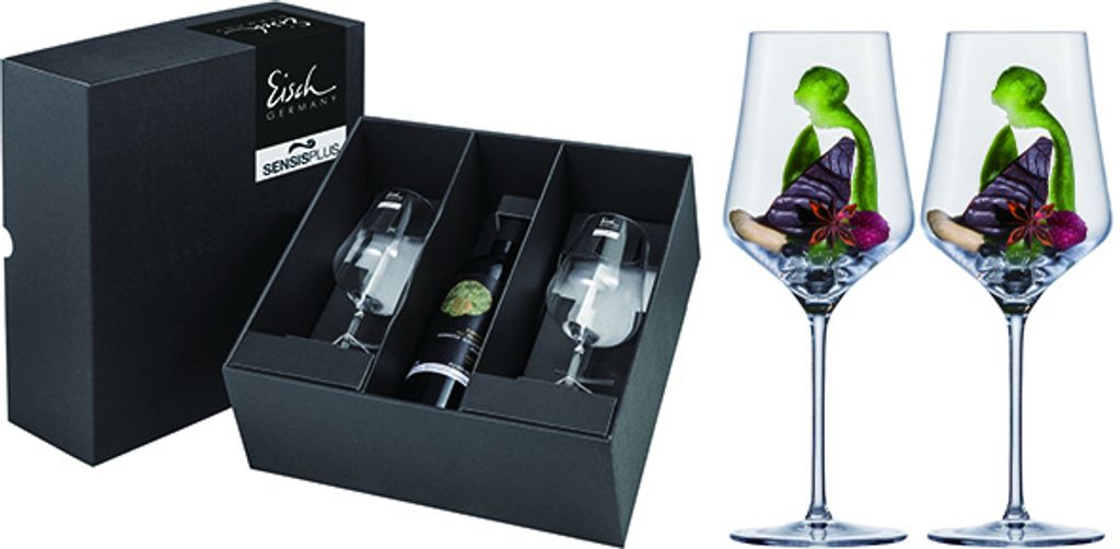Eisch Vorteilset 2 Stück 2 Rotweingläser 518/2 im Geschenkkarton Cuvée SKY SENSISPLUS 25183020 und Geschenk + Spende