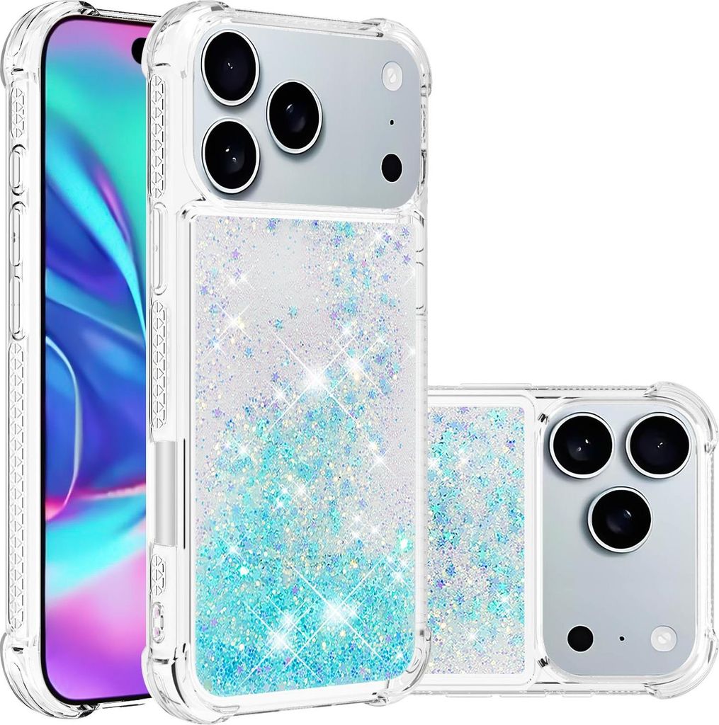 iPhone 17 Pro Max Hülle - Coverup Liquid Glitzer Back Cover - Blau