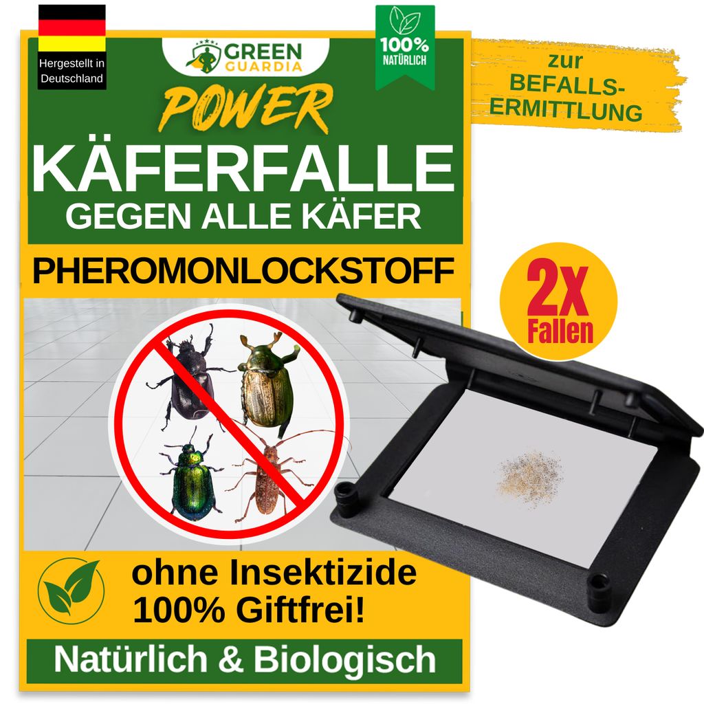 Käfer Klebefalle -2x Fallen- Wirksam Käfer bekämpfen, Mittel gegen Käfer, Käferfallen Küche & Wohnung, Chemiefrei & Sicher mit Pheromon-Locks...