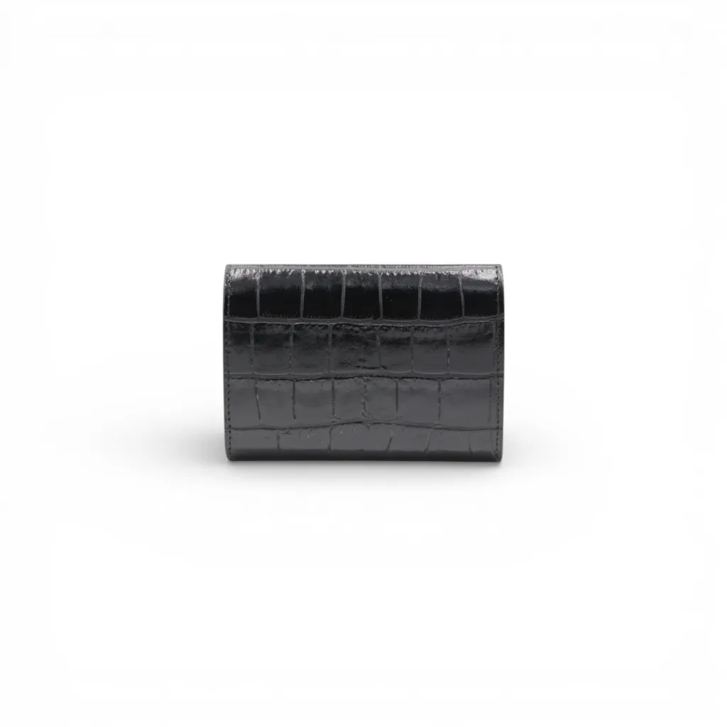 Portefeuille Cosmo Mini Croc Noir Cheval Firenze - Cuir Façon Crocodile