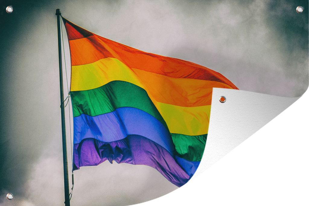 MuchoWow 90x60 cm Outdoor-Poster Gartendeko Sichtschutz Garten Poster für den Garten Foto einer Regenbogenflagge