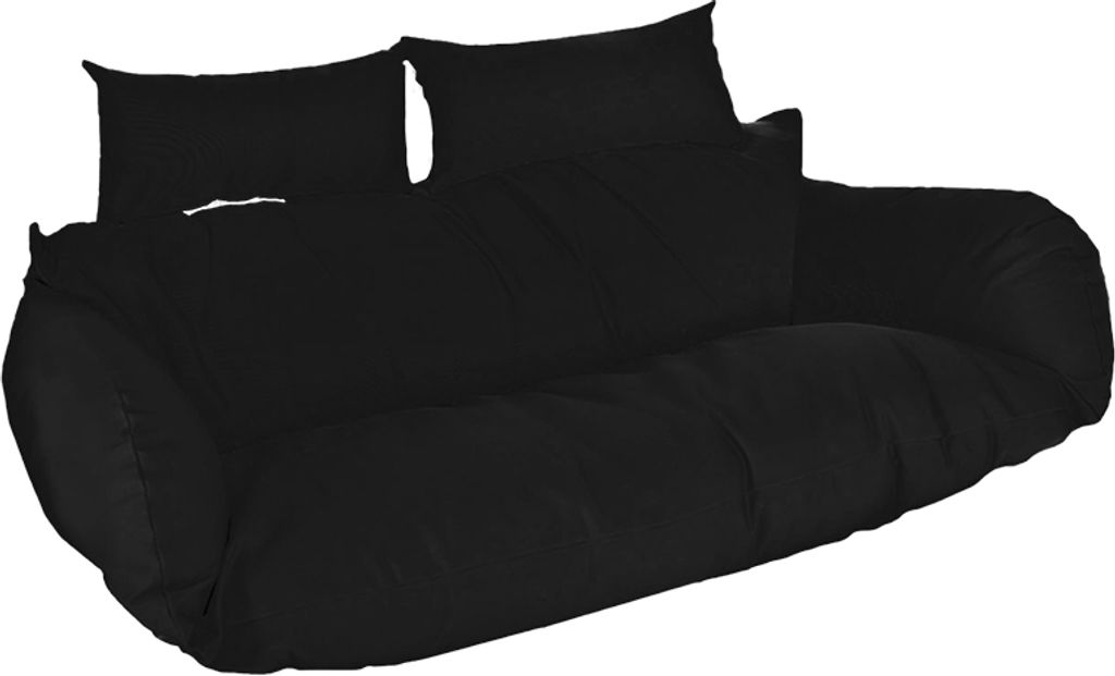 HOME DELUXE Polyrattan Hängesessel Kissen TWIN - Schwarz 105 x 41 x 45 cm inklusive Sitz-, und Rückenkissen, UV-beständig | Hängestul, Hängesitz