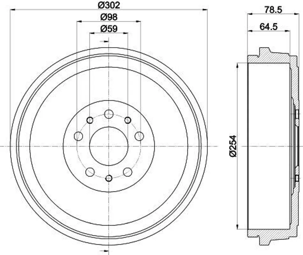 Tambour de frein 302mm Idéal Entretien OPEL COMBO - Qualité HELLA 13,2