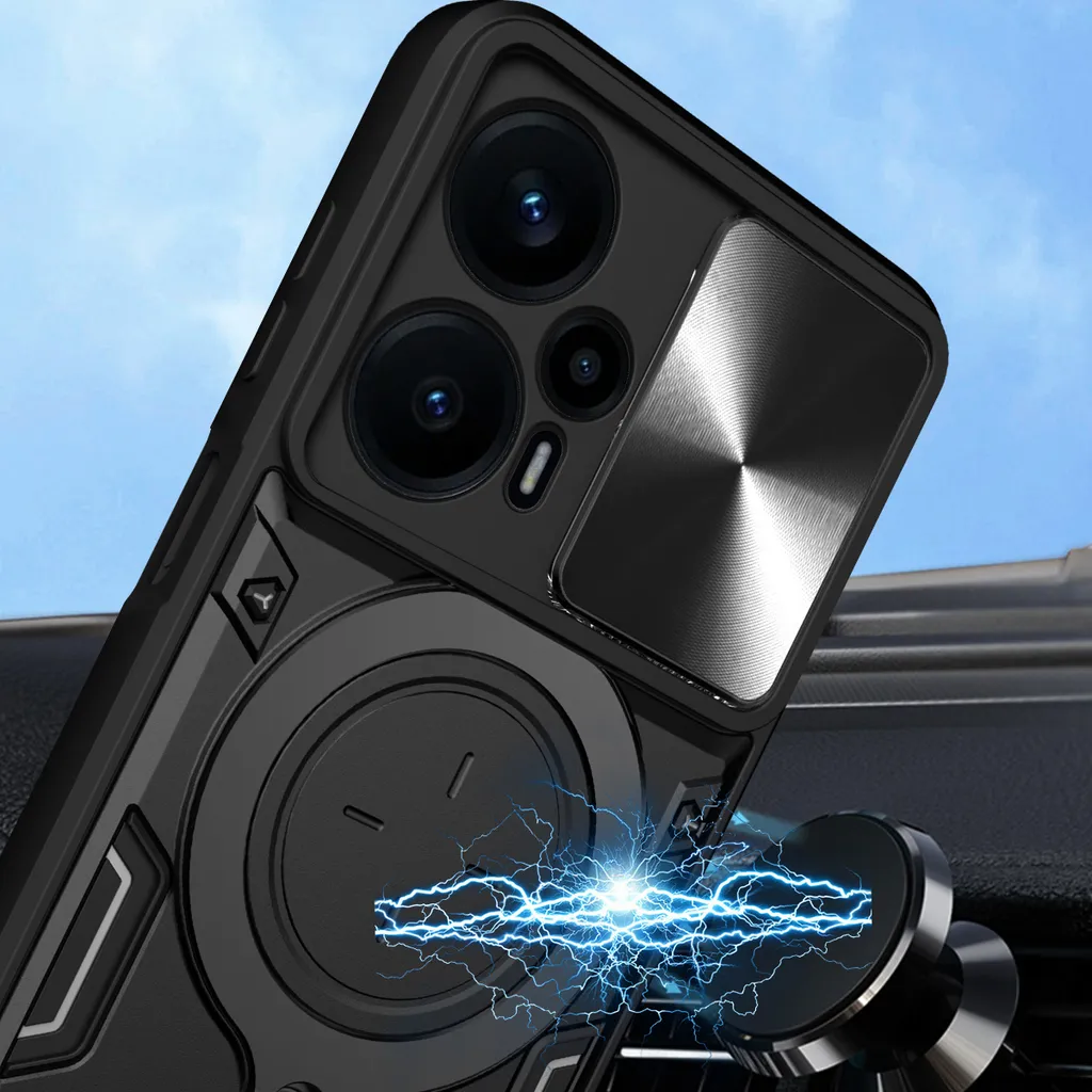 HAOYE Cover per Xiaomi Poco F5 Pro con Girevole Anello
