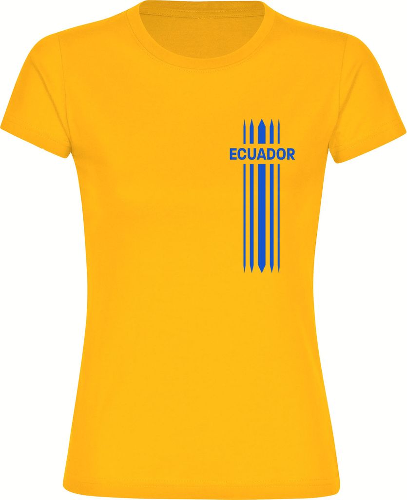 multifanshop Damen T-Shirt - Ecuador - Streifen, gelb, Größe M