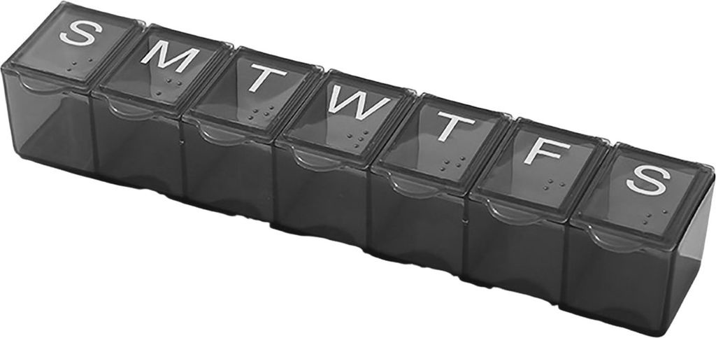 Pillendose mit Fächern, 7 Fächer, wöchentlich, transparenter Deckel, Datumsaufdruck, staubdicht, feuchtigkeitsbeständig, tragbar, für unterweg...