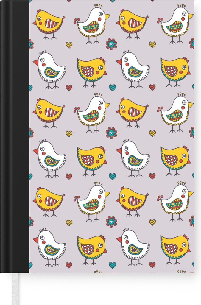 MuchoWow Notizbuch Tagebuch Haushaltsbuch Notebook A5 Muster - Vogel - Huhn - Notizblock - Notizheft - Notebook - Schreibblock - Papier
