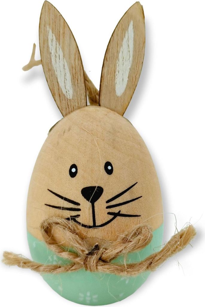 Holz Hase Ei mit Ohren mintgrün 3,5 x 7cm Deko-Hänger Osterhase Osterei Anhänger