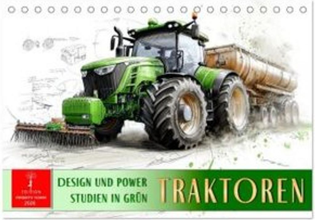 Traktoren - Design und Power Studien in Grün (Tischkalender 2026 DIN A5 quer), CALVENDO Monatskalender