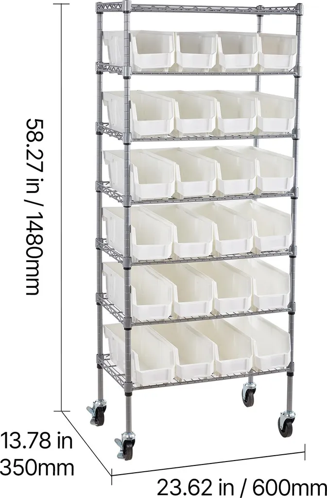 Étagère de Rangement Multi-usage 24 Bacs - Structure Acier Renforcé - 8