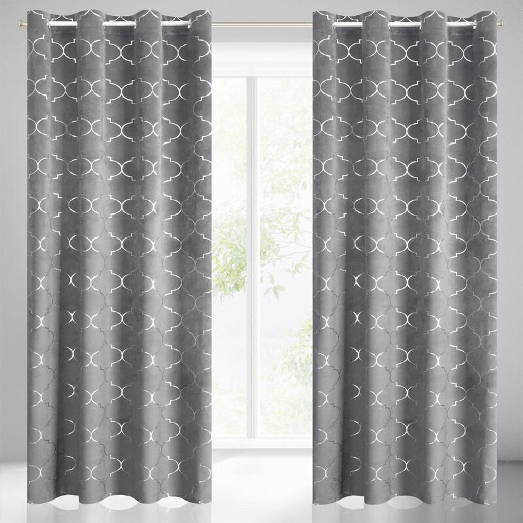 Vorhang GISEL GF silber hellgrau 140x250 cm Ösen Ösenvorhang