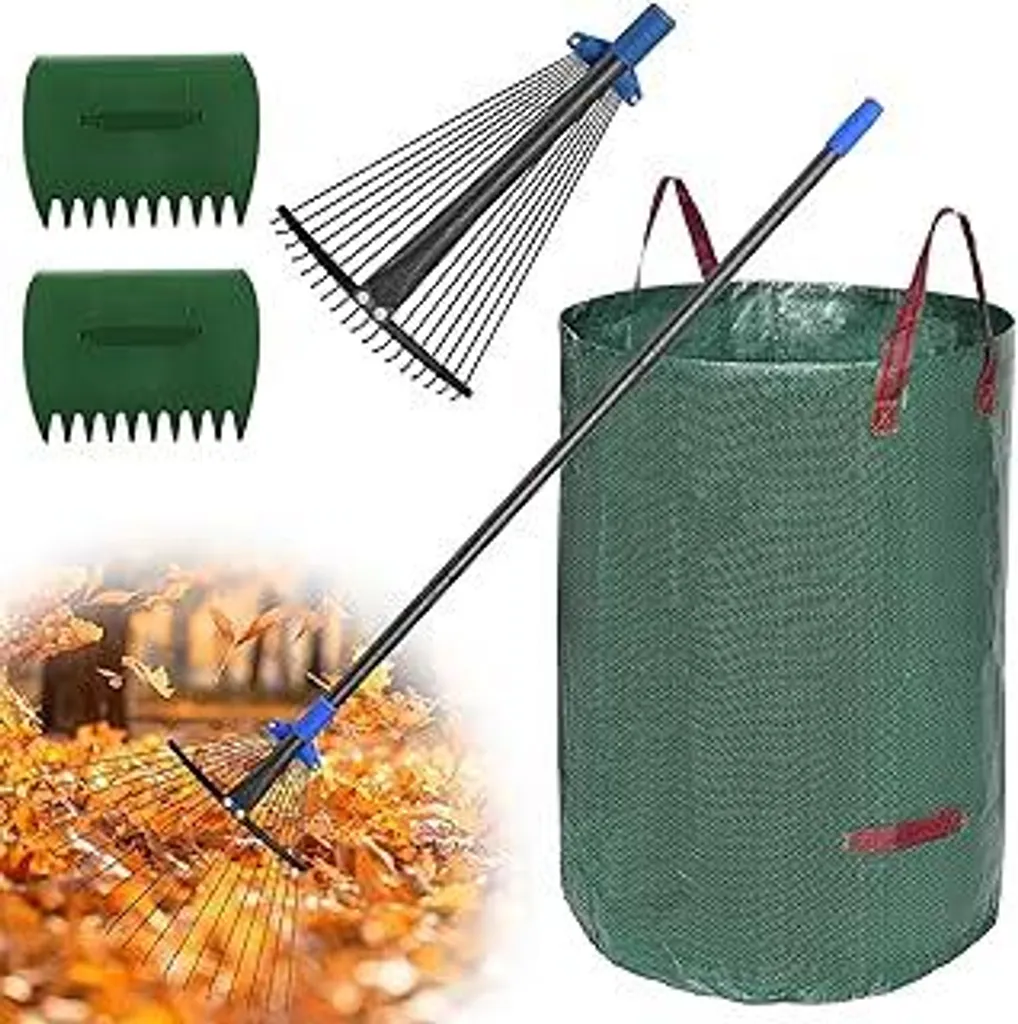 Sistema Raccolta Foglie Professionale: Rastrello 152cm e Accessori