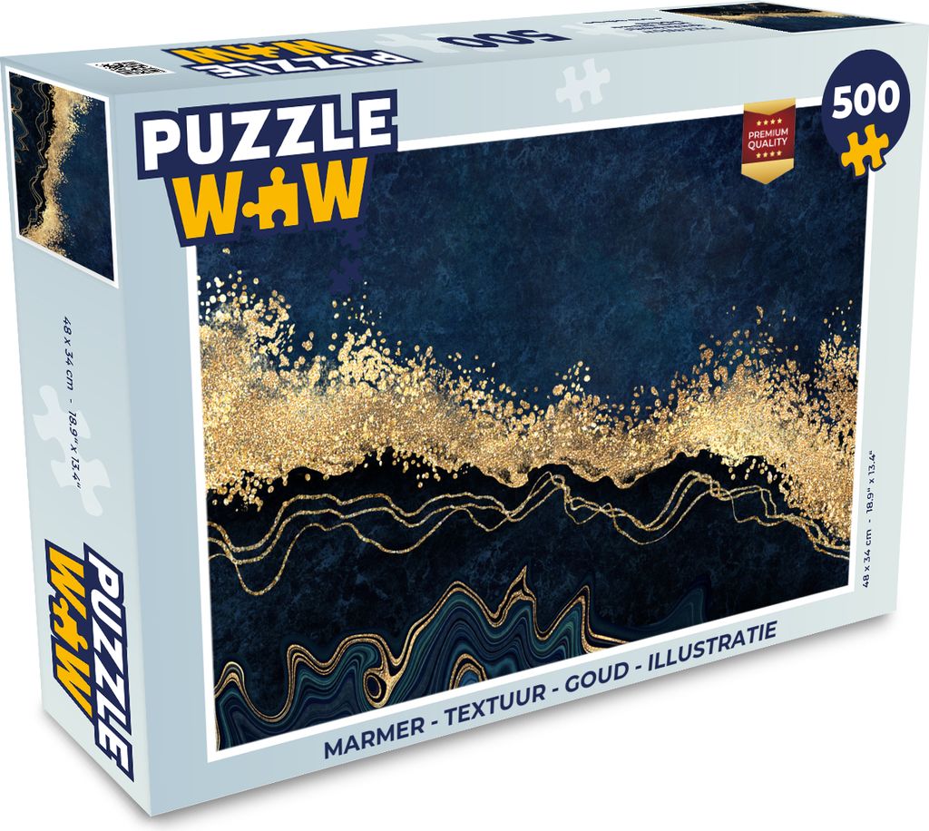 MuchoWow Puzzle 500 Teile Marmor - Textur - Gold - Illustration - 500 Teile - Kinder - Selberbauen - Puzzlespiele