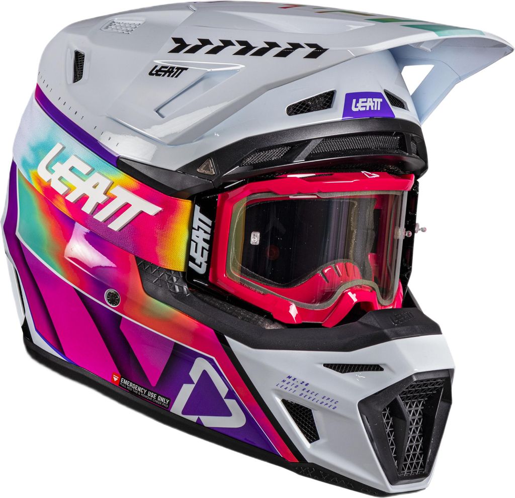 Leatt 8.5 V26 Motocross Helm mit Brille, multi/pink, XL (61/62)