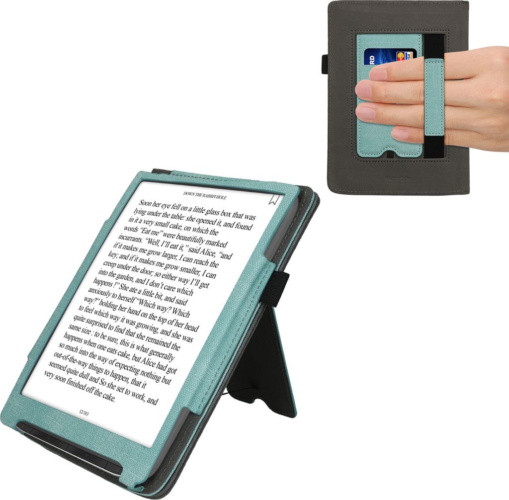 kwmobile Hülle kompatibel mit Pocketbook InkPad 4 / Color 3 / Color 2 / Vivlio InkPad 4 / InkPad Color 3 Hülle - Flip Case mit Handschlaufe -